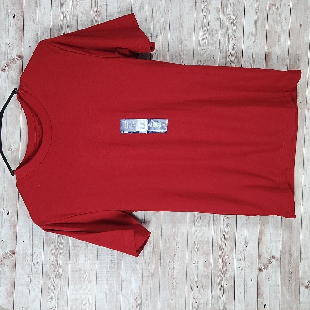 George, Red Tee, short sleeves, crew neck, Size XS